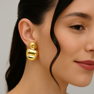 Aretes dobles asimétricos Rodio